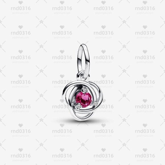 Pandora October Pink Eternity Circle Dangle Charm - Picture 1 of 2